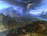 jean-francois millet, Mountain Landscape with Lightning.